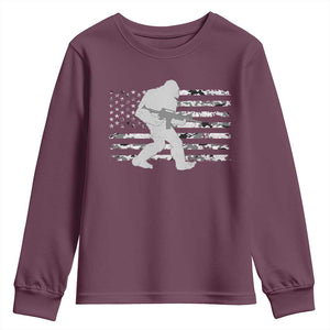 Bigfoot Gun Owner Youth Sweatshirt Camo US American Flag Sasquatch Rifle TS10 Maroon Print Your Wear