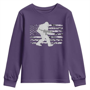 Bigfoot Gun Owner Youth Sweatshirt Camo US American Flag Sasquatch Rifle TS10 Purple Print Your Wear
