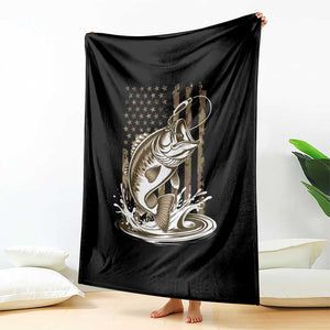 Fishing Camo Throw Blanket Bass Fish American Flag Boy Men Fisherman Gift TS10 Print Your Wear