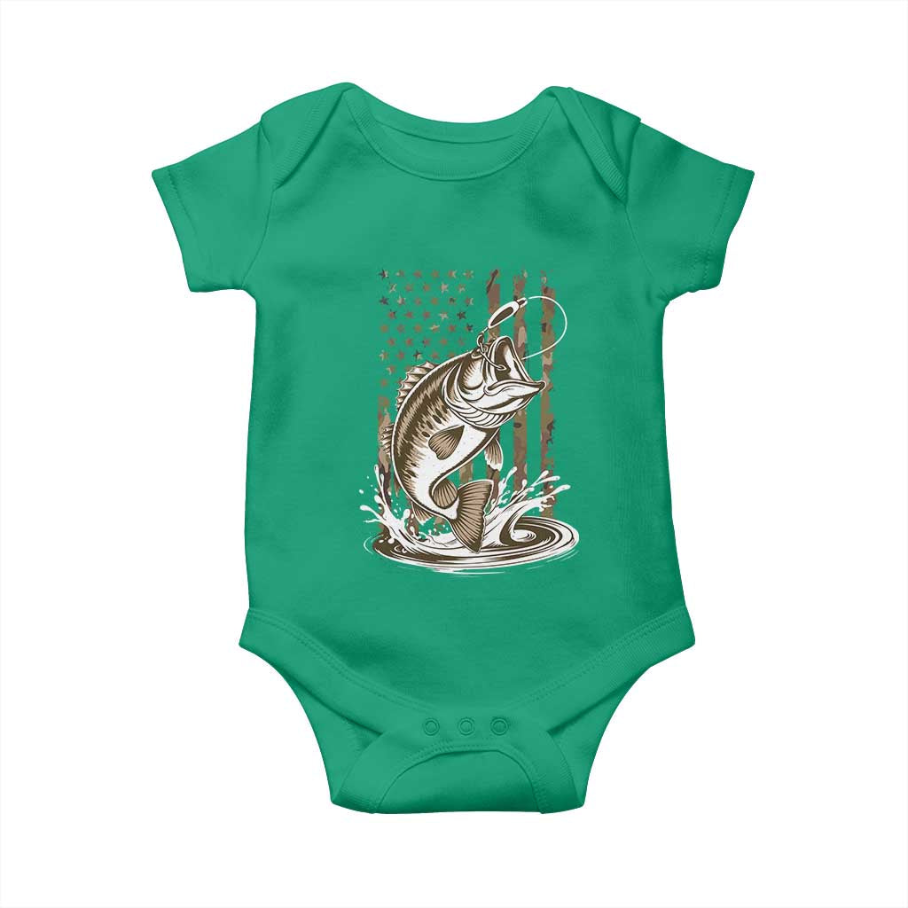Fishing Camo Baby Onesie Bass Fish American Flag Boy Men Fisherman Gift TS10 Irish Green Print Your Wear