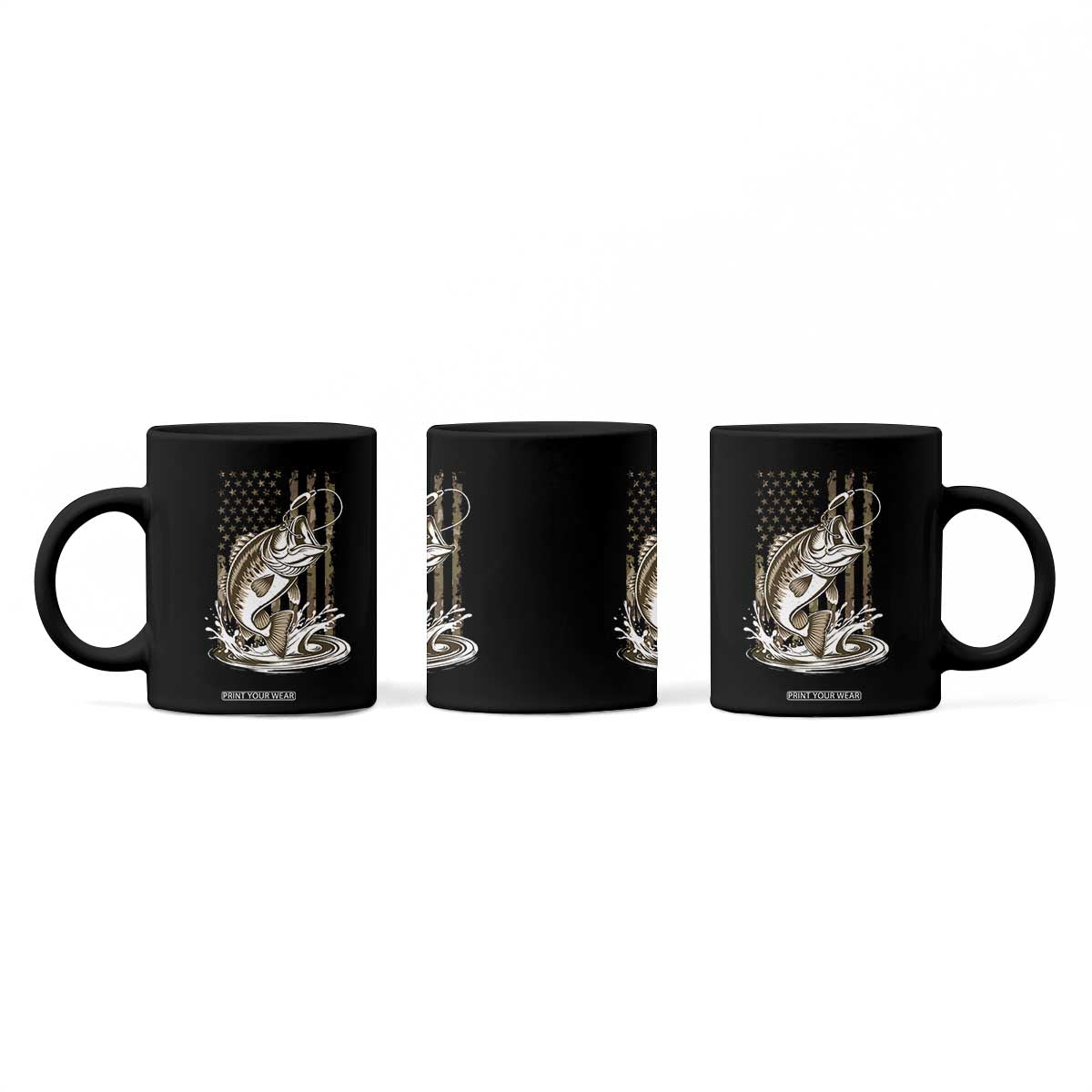 Fishing Camo Coffee Mug Bass Fish American Flag Boy Men Fisherman Gift TS10 Print Your Wear
