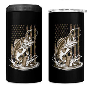 Fishing Camo 4 in 1 Can Cooler Tumbler Bass Fish American Flag Boy Men Fisherman Gift TS10 One Size: 16 oz Black Print Your Wear