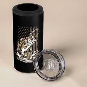 Fishing Camo 4 in 1 Can Cooler Tumbler Bass Fish American Flag Boy Men Fisherman Gift TS10 Print Your Wear