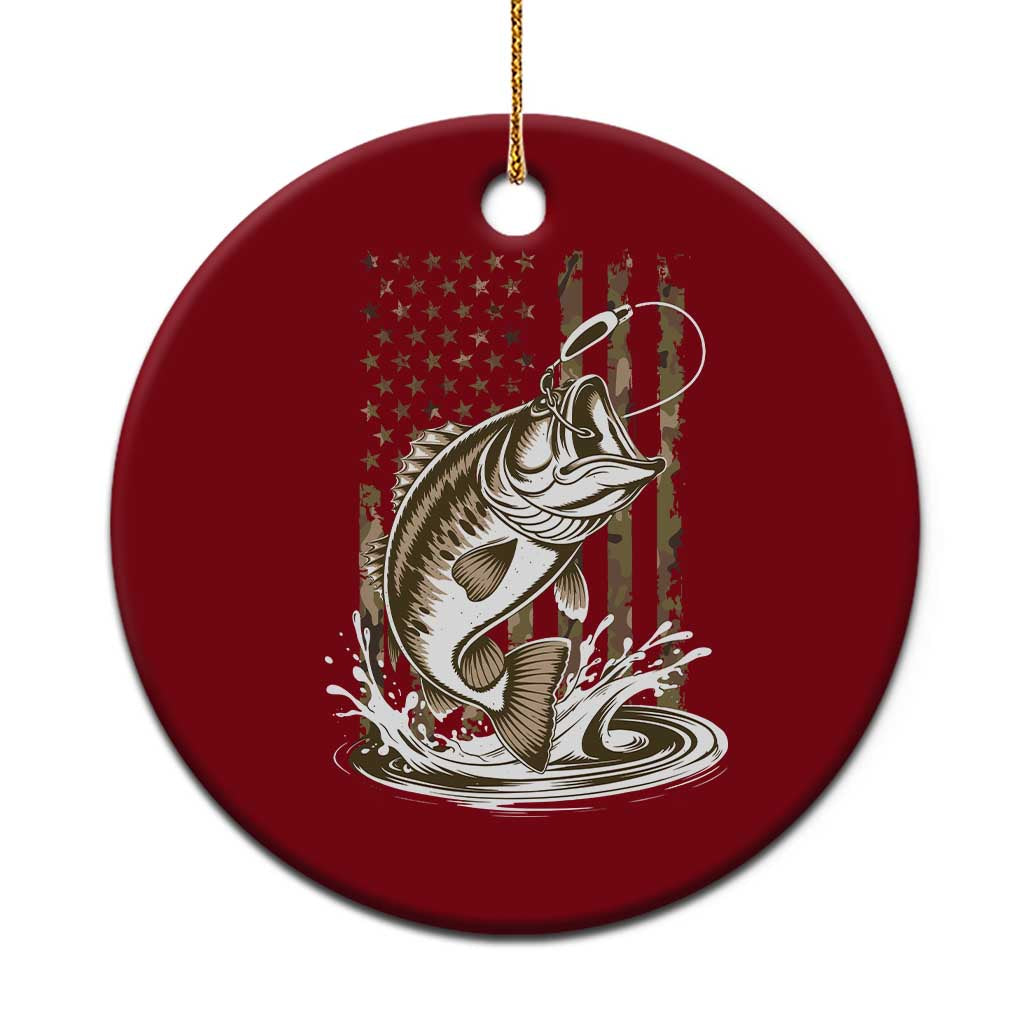 Fishing Camo Ceramic Ornament Bass Fish American Flag Boy Men Fisherman Gift TS10 1pc Red Print Your Wear