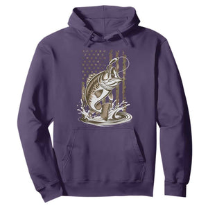 Fishing Camo Hoodie Bass Fish American Flag Boy Men Fisherman Gift TS10 Purple Print Your Wear