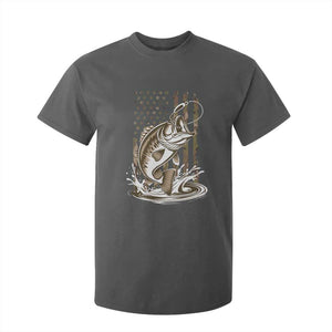 Fishing Camo T Shirt For Kid Bass Fish American Flag Boy Men Fisherman Gift TS10 Dark Heather Print Your Wear