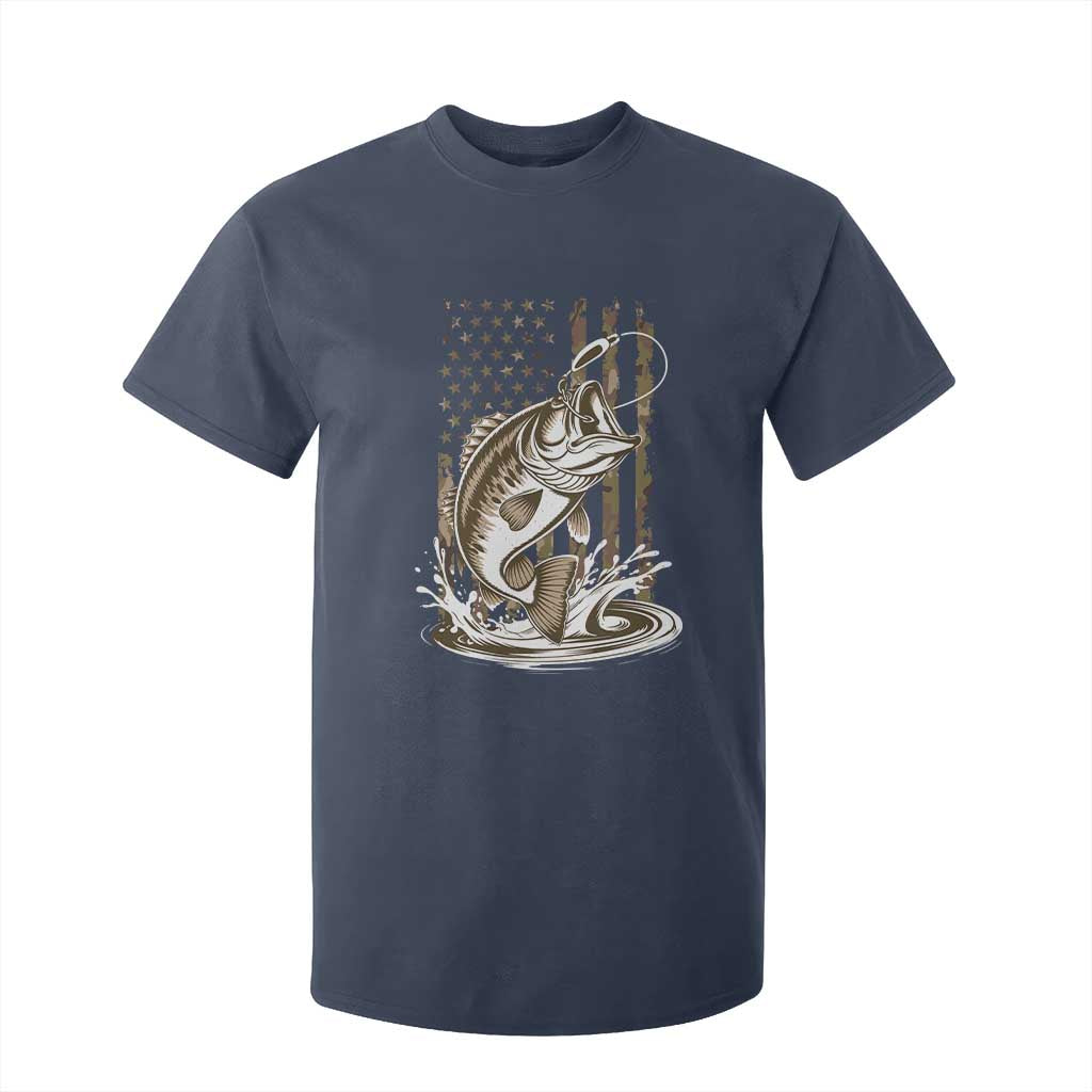 Fishing Camo T Shirt For Kid Bass Fish American Flag Boy Men Fisherman Gift TS10 Navy Print Your Wear