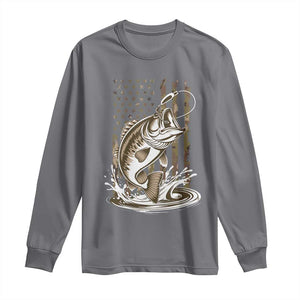 Fishing Camo Long Sleeve Shirt Bass Fish American Flag Boy Men Fisherman Gift TS10 Charcoal Print Your Wear