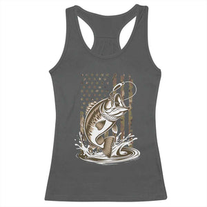 Fishing Camo Racerback Tank Top Bass Fish American Flag Boy Men Fisherman Gift TS10 Dark Heather Print Your Wear