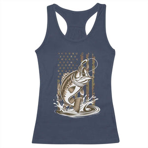 Fishing Camo Racerback Tank Top Bass Fish American Flag Boy Men Fisherman Gift TS10 Navy Print Your Wear