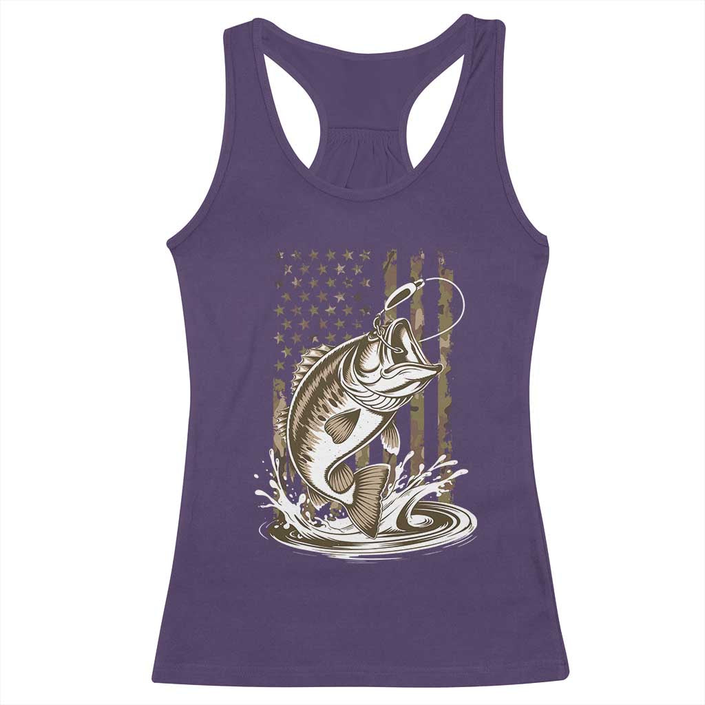 Fishing Camo Racerback Tank Top Bass Fish American Flag Boy Men Fisherman Gift TS10 Purple Print Your Wear