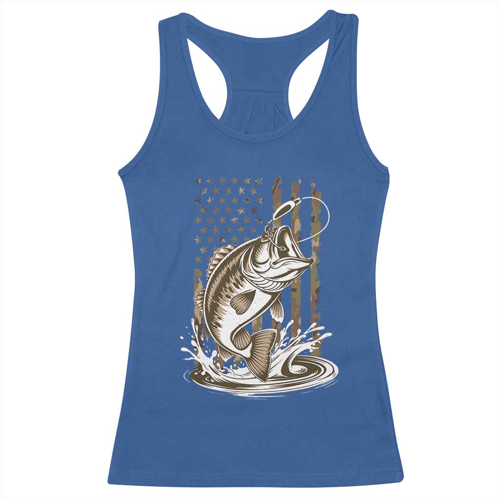 Fishing Camo Racerback Tank Top Bass Fish American Flag Boy Men Fisherman Gift TS10 Royal Blue Print Your Wear