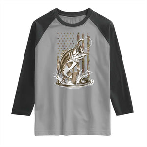 Fishing Camo Raglan Shirt Bass Fish American Flag Boy Men Fisherman Gift TS10 Sport Gray Black Print Your Wear