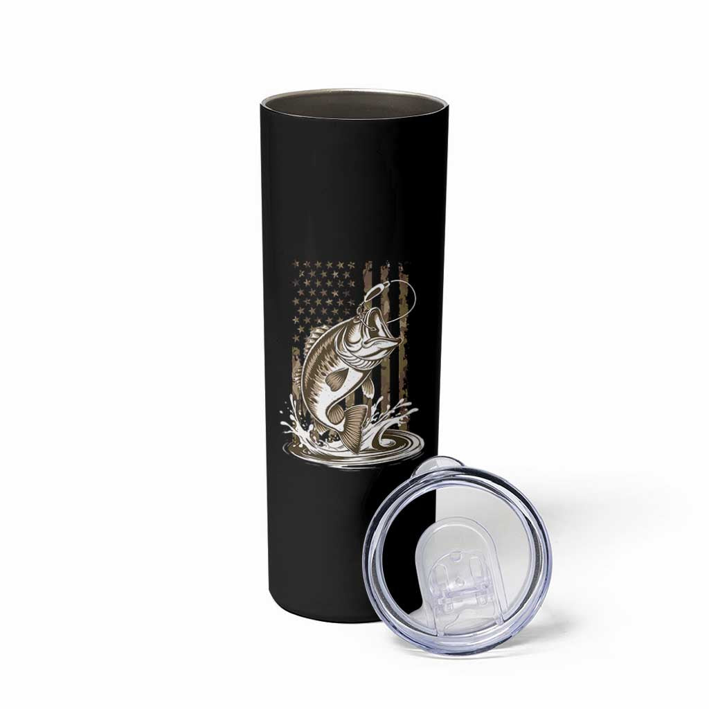 Fishing Camo Skinny Tumbler Bass Fish American Flag Boy Men Fisherman Gift TS10 Print Your Wear