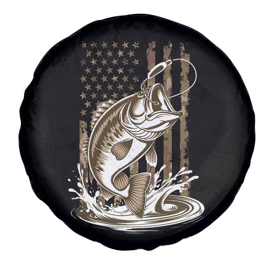 Fishing Camo Spare Tire Cover Bass Fish American Flag Boy Men Fisherman Gift TS10 Print Your Wear