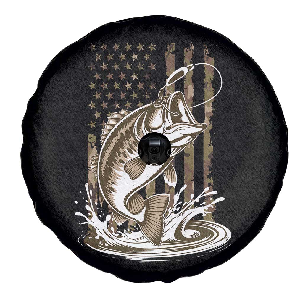 Fishing Camo Spare Tire Cover Bass Fish American Flag Boy Men Fisherman Gift TS10 Print Your Wear