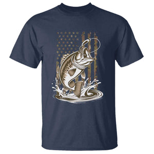 Fishing Camo T Shirt - Bass Fish American Flag Boy Men Fisherman Gift Patriotic Tee TS10 Navy Print Your Wear
