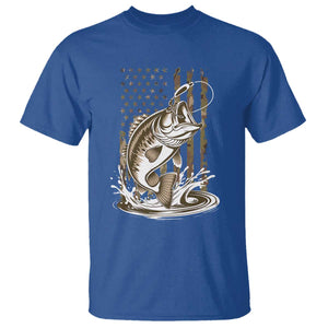 Fishing Camo T Shirt - Bass Fish American Flag Boy Men Fisherman Gift Patriotic Tee TS10 Royal Blue Print Your Wear