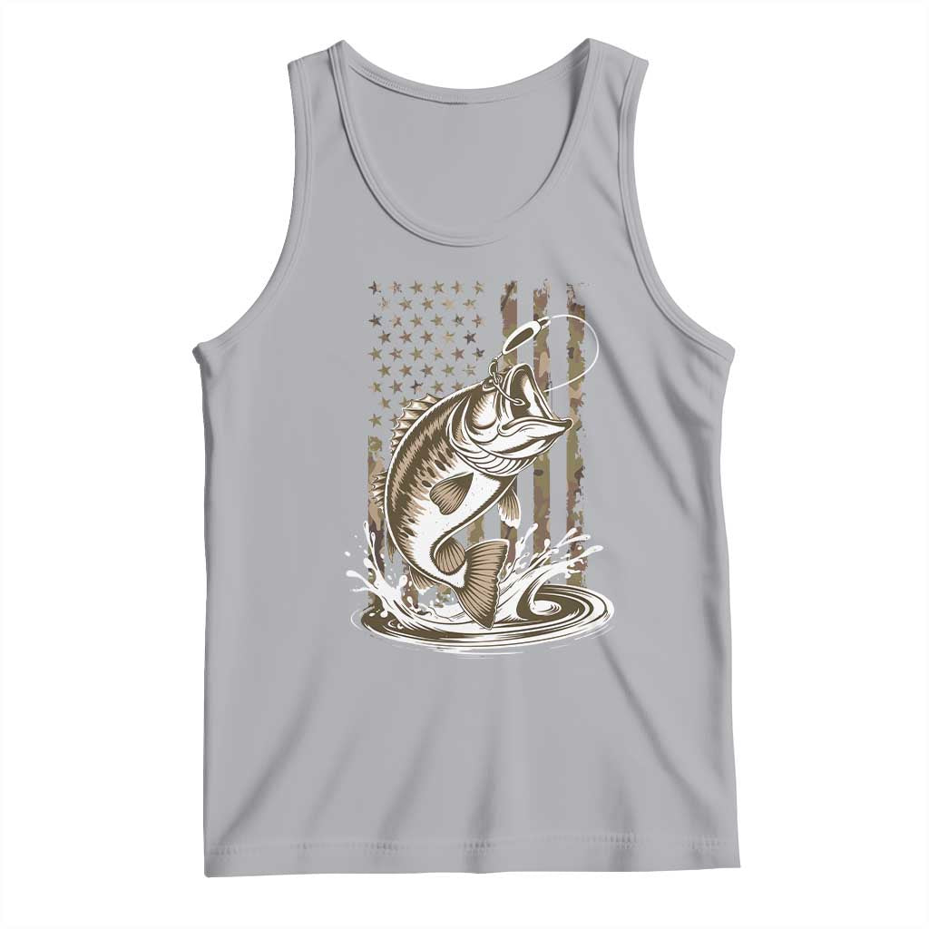 Fishing Camo Tank Top Bass Fish American Flag Boy Men Fisherman Gift TS10 Athletic Heather Print Your Wear