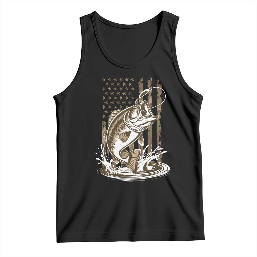 Fishing Camo Tank Top Bass Fish American Flag Boy Men Fisherman Gift TS10 Black Print Your Wear