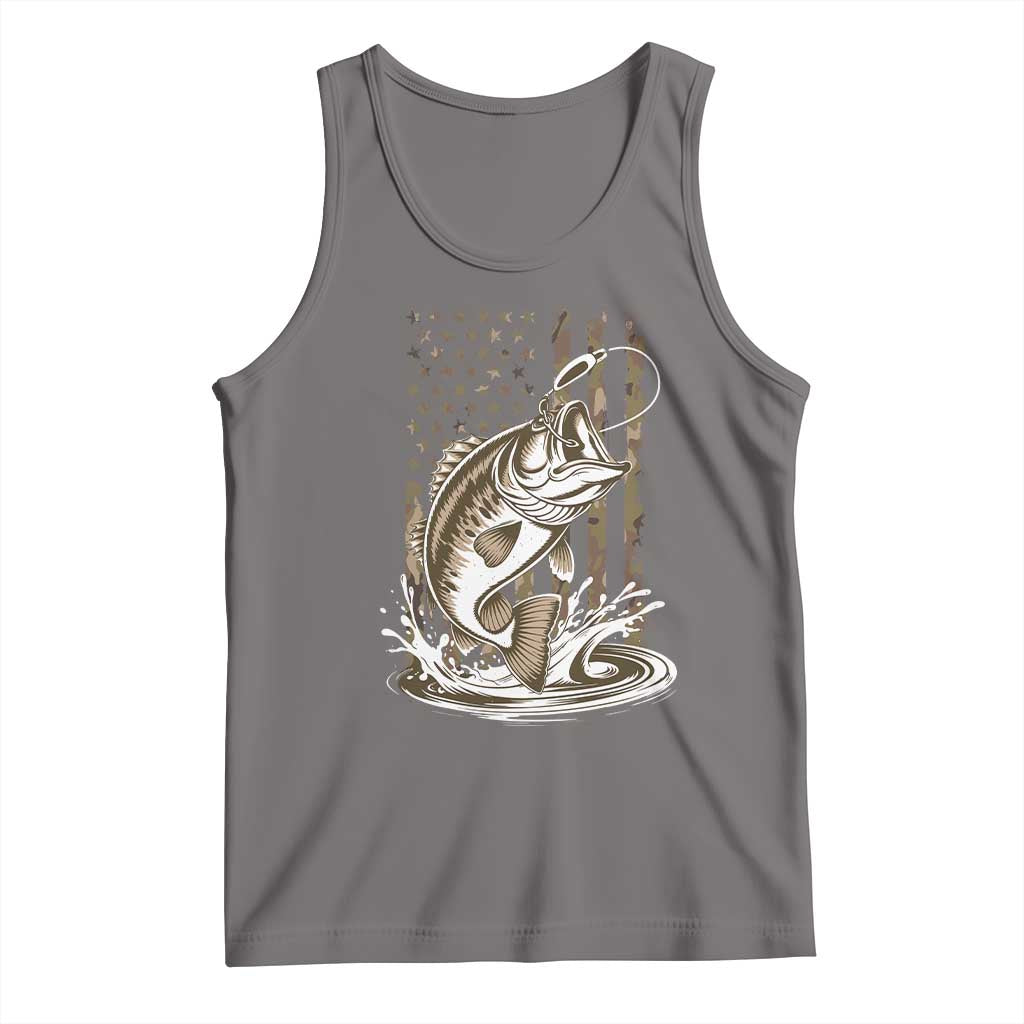 Fishing Camo Tank Top Bass Fish American Flag Boy Men Fisherman Gift TS10 Deep Heather Print Your Wear