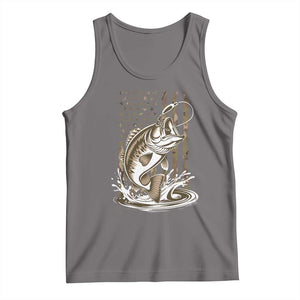 Fishing Camo Tank Top Bass Fish American Flag Boy Men Fisherman Gift TS10 Deep Heather Print Your Wear