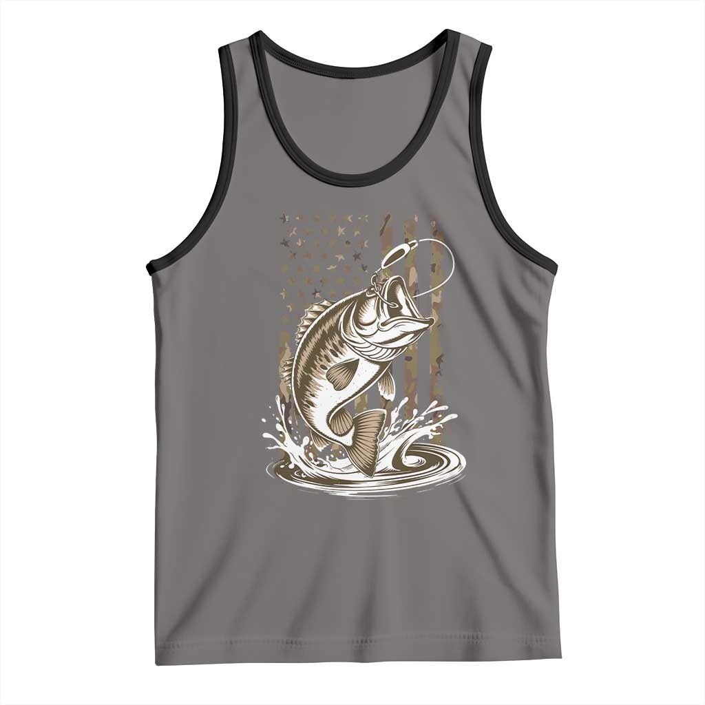 Fishing Camo Tank Top Bass Fish American Flag Boy Men Fisherman Gift TS10 Deep Heather Black Print Your Wear
