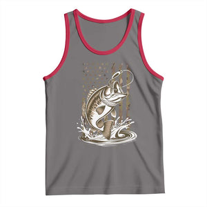 Fishing Camo Tank Top Bass Fish American Flag Boy Men Fisherman Gift TS10 Deep Heather Red Print Your Wear