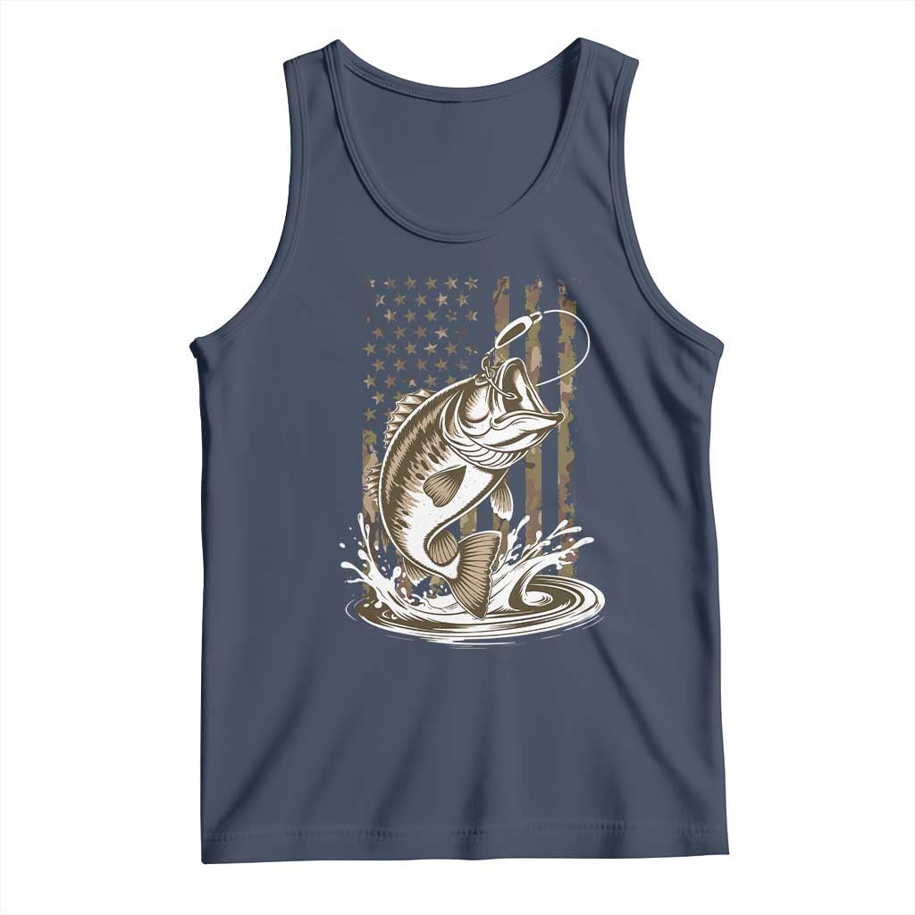 Fishing Camo Tank Top Bass Fish American Flag Boy Men Fisherman Gift TS10 Navy Print Your Wear