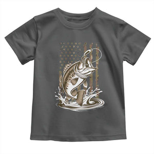 Fishing Camo Toddler T Shirt Bass Fish American Flag Boy Men Fisherman Gift TS10 Dark Heather Print Your Wear