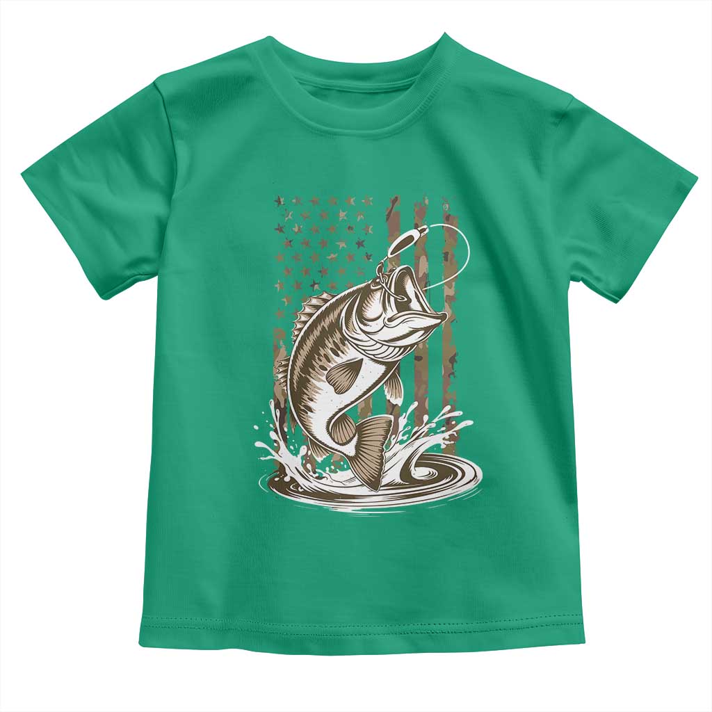 Fishing Camo Toddler T Shirt Bass Fish American Flag Boy Men Fisherman Gift TS10 Irish Green Print Your Wear