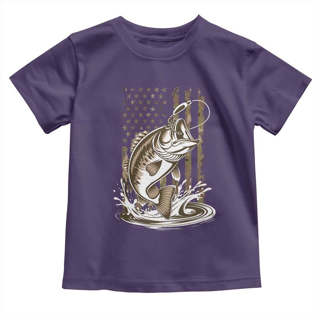 Fishing Camo Toddler T Shirt Bass Fish American Flag Boy Men Fisherman Gift TS10 Purple Print Your Wear
