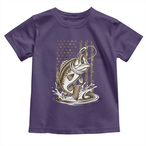 Fishing Camo Toddler T Shirt Bass Fish American Flag Boy Men Fisherman Gift TS10 Purple Print Your Wear