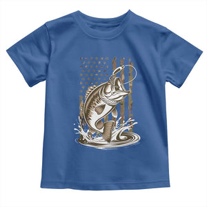Fishing Camo Toddler T Shirt Bass Fish American Flag Boy Men Fisherman Gift TS10 Royal Blue Print Your Wear