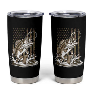 Fishing Camo Tumbler Cup Bass Fish American Flag Boy Men Fisherman Gift TS10 Black Print Your Wear