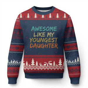 Awesome Like My Youngest Daughter Ugly Christmas Sweater Mother's Day Father's Day Gift TS10 Navy Red Print Your Wear