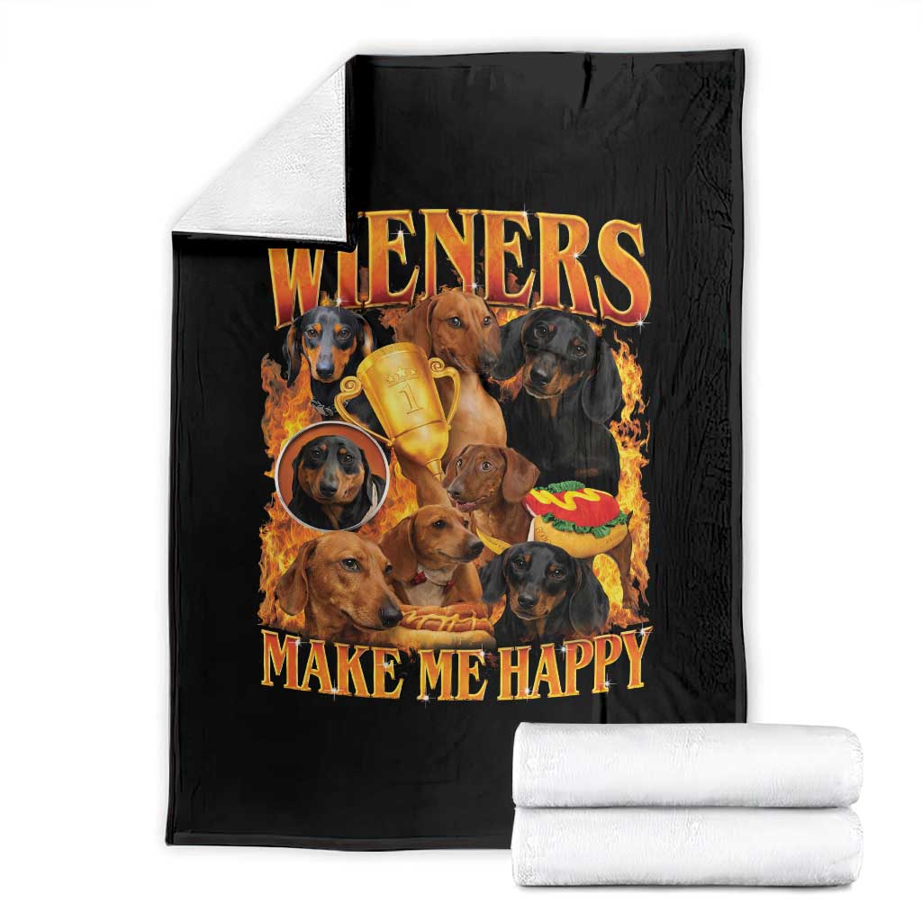 Funny Wiener Dog Throw Blanket Vintage Bootleg Gift For Dachshund Lover TS10 Black Print Your Wear