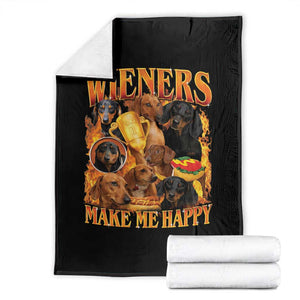Funny Wiener Dog Throw Blanket Vintage Bootleg Gift For Dachshund Lover TS10 Black Print Your Wear