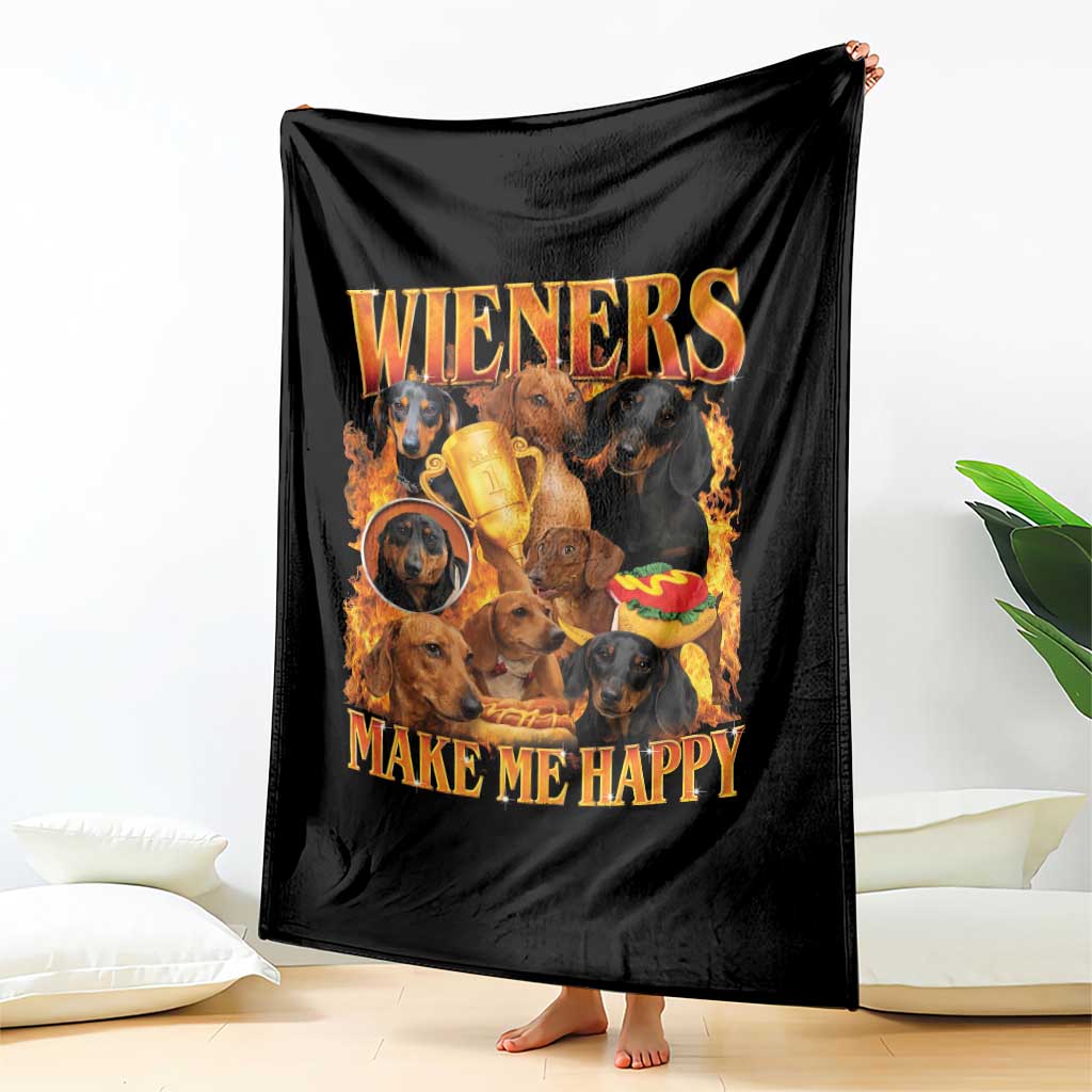 Funny Wiener Dog Throw Blanket Vintage Bootleg Gift For Dachshund Lover TS10 Print Your Wear