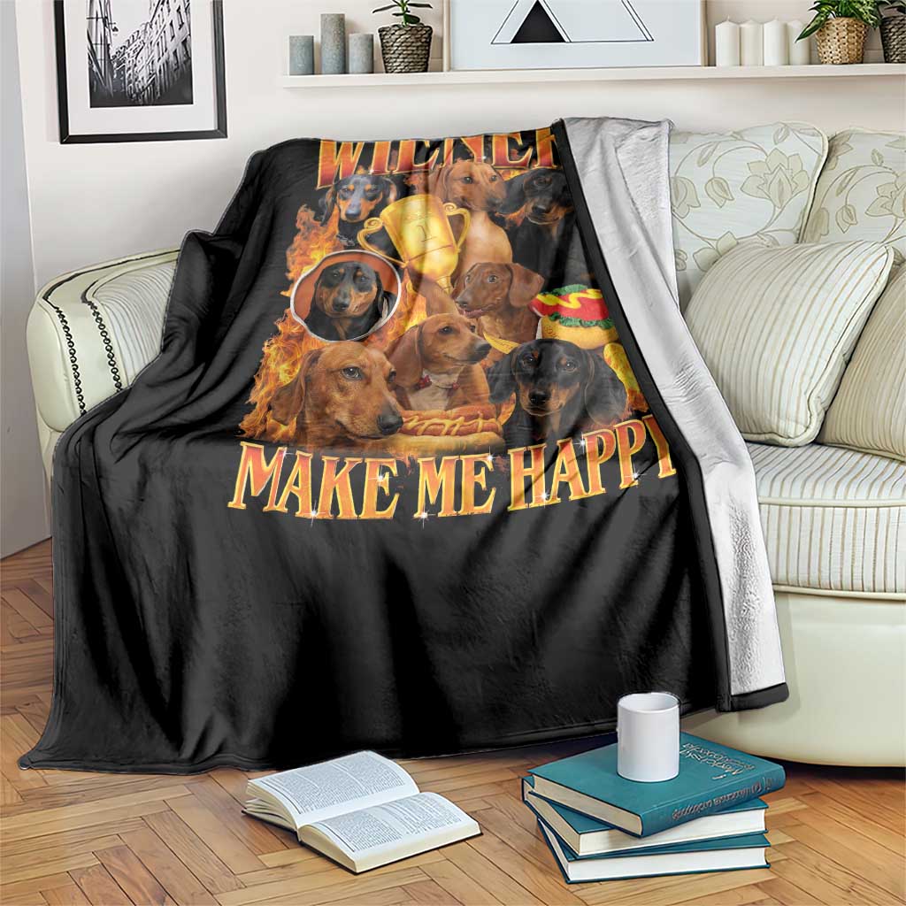 Funny Wiener Dog Throw Blanket Vintage Bootleg Gift For Dachshund Lover TS10 Print Your Wear