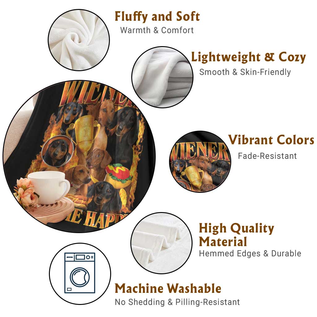 Funny Wiener Dog Throw Blanket Vintage Bootleg Gift For Dachshund Lover TS10 Print Your Wear