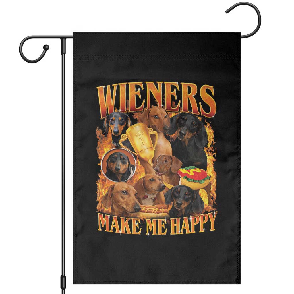 Funny Wiener Dog Garden Flag Vintage Bootleg Gift For Dachshund Lover TS10 Black Print Your Wear