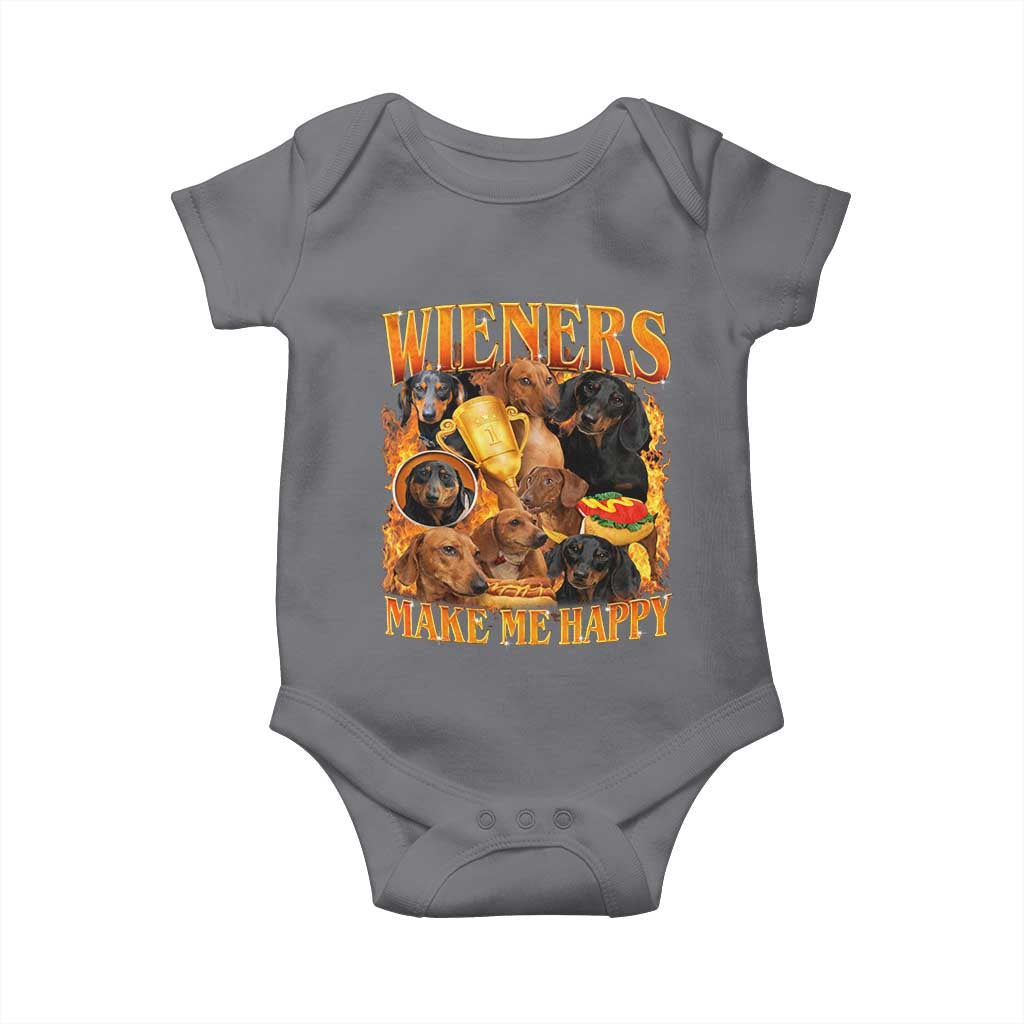 Funny Wiener Dog Baby Onesie Vintage Bootleg Gift For Dachshund Lover TS10 Charcoal Print Your Wear