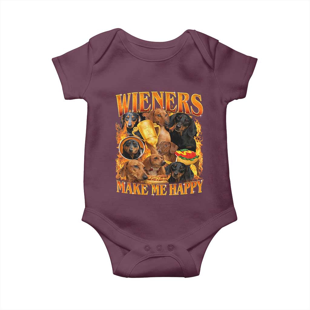 Funny Wiener Dog Baby Onesie Vintage Bootleg Gift For Dachshund Lover TS10 Maroon Print Your Wear