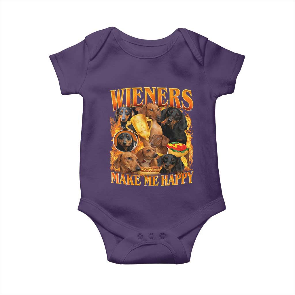 Funny Wiener Dog Baby Onesie Vintage Bootleg Gift For Dachshund Lover TS10 Purple Print Your Wear