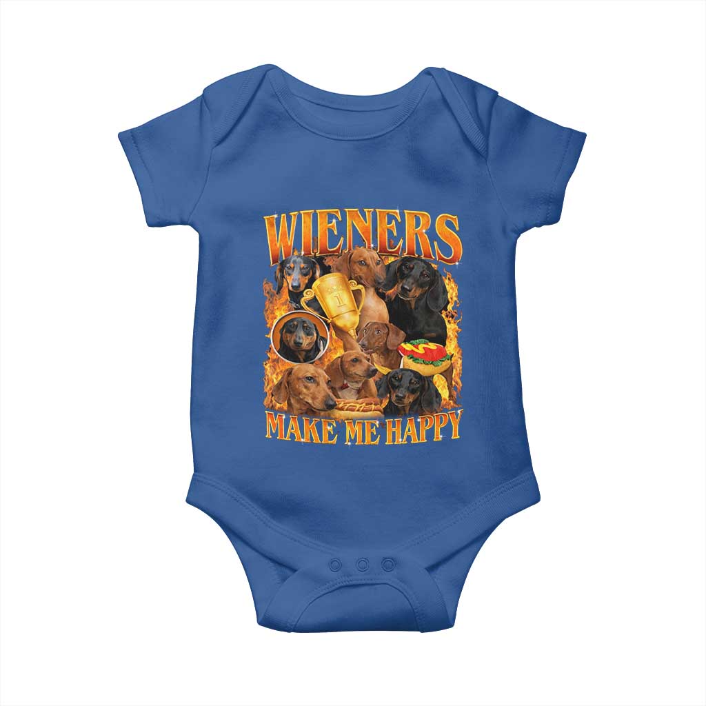 Funny Wiener Dog Baby Onesie Vintage Bootleg Gift For Dachshund Lover TS10 Royal Blue Print Your Wear