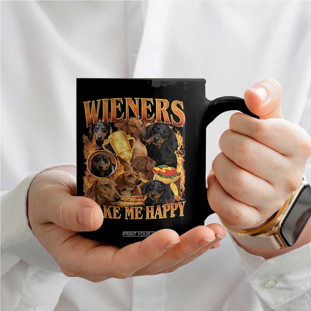 Funny Wiener Dog Coffee Mug Vintage Bootleg Gift For Dachshund Lover TS10 Print Your Wear