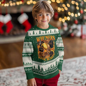 Funny Wiener Dog Ugly Christmas Sweater Vintage Bootleg Gift For Dachshund Lover TS10 Forest Green Beige Print Your Wear