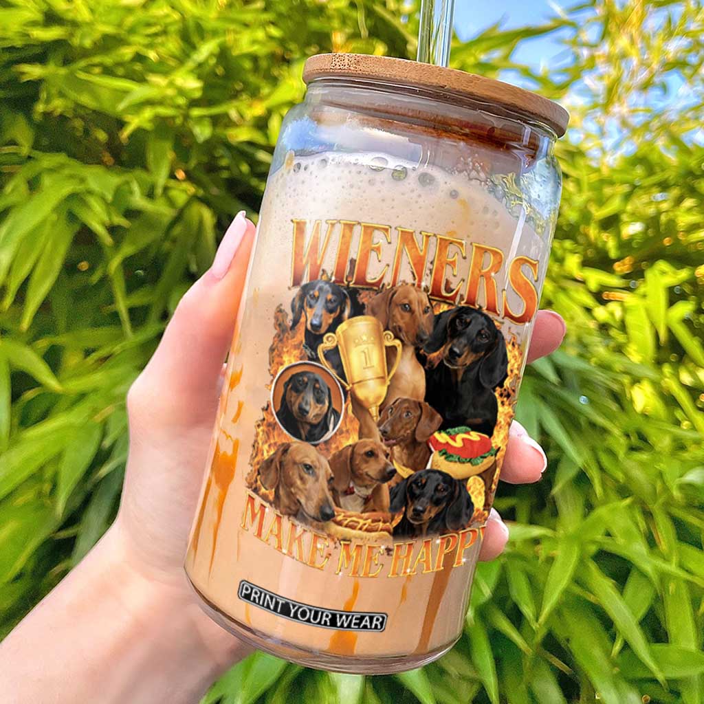 Funny Wiener Dog Glass Can Vintage Bootleg Gift For Dachshund Lover TS10 Black Print Your Wear