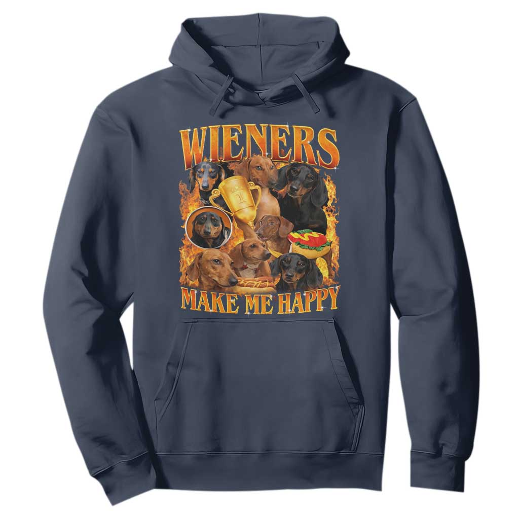 Funny Wiener Dog Hoodie Vintage Bootleg Gift For Dachshund Lover TS10 Navy Print Your Wear